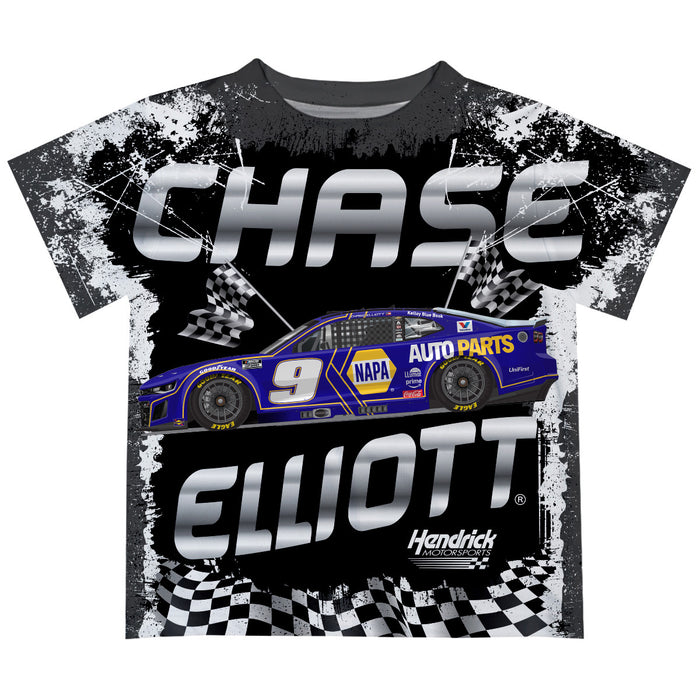 Chase Elliott Vive La Fete Checkered Racing Car T-Shirt - Black