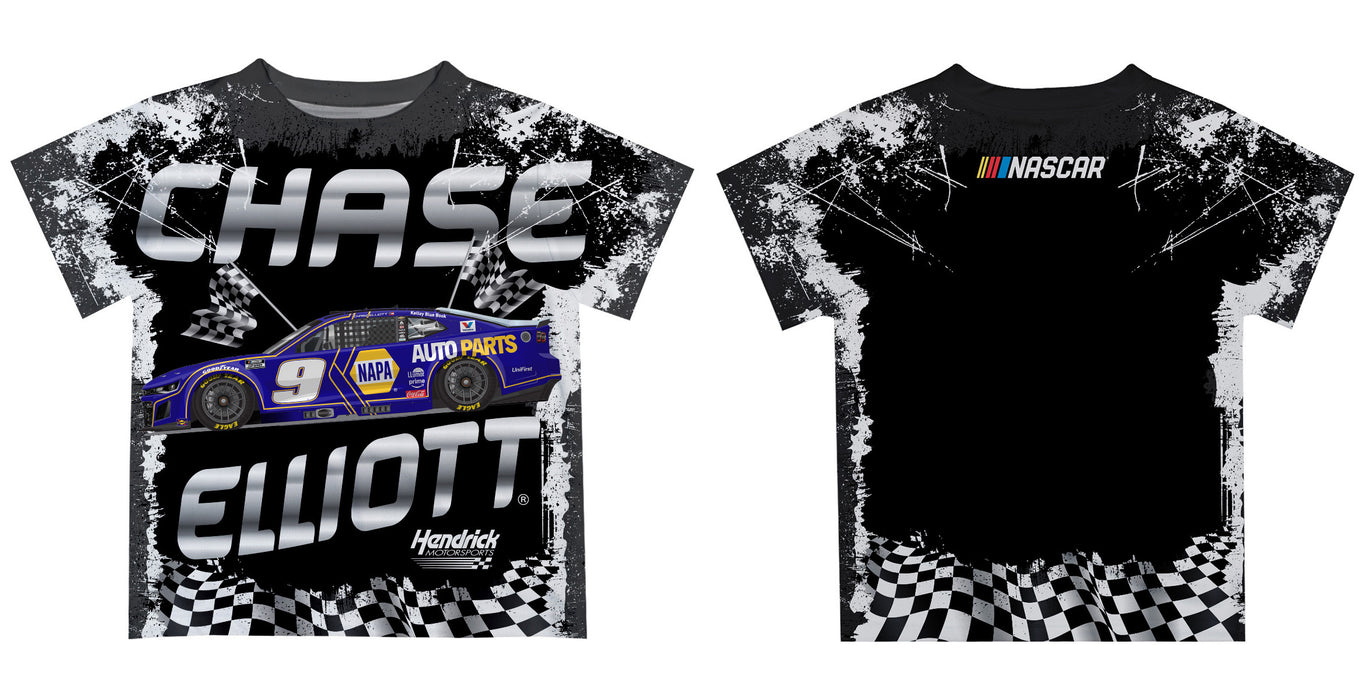 Chase Elliott Vive La Fete Checkered Racing Car T-Shirt - Black - Vive La Fête - Online Apparel Store