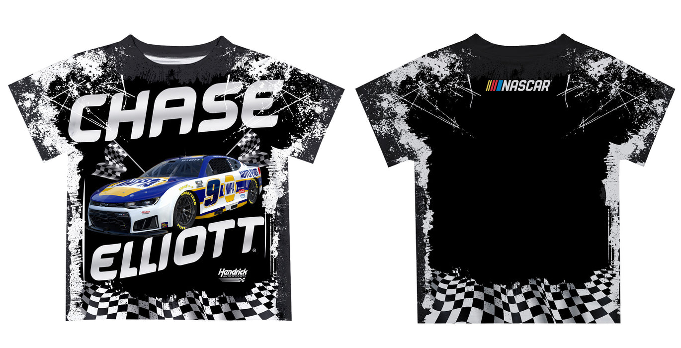 Chase Elliott Vive La Fete Checkered Racing Car T-Shirt - Black