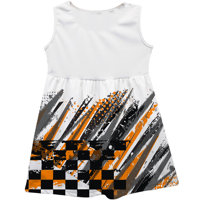 Chris Buescher Vive La Fete NASCAR Abstract Check Halftones Tank Dress White