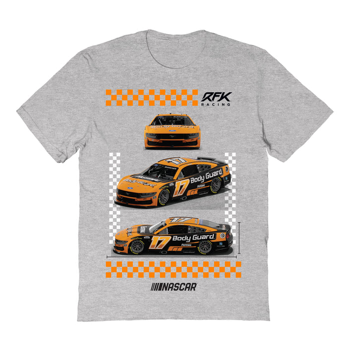 Chris Buescher Vive La Fete NASCAR Car View Cotton T-Shirt Gray