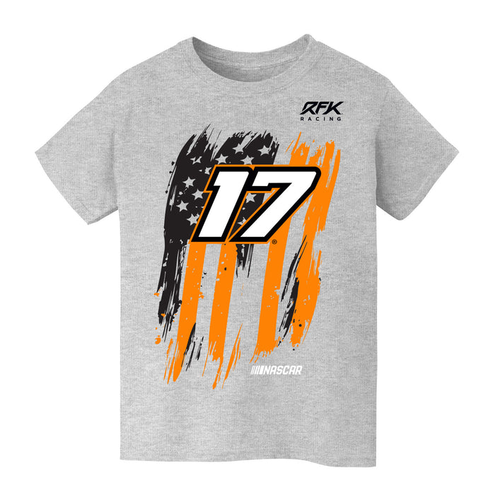 Chris Buescher Vive La Fete NASCAR American Flag Cotton T-Shirt Gray