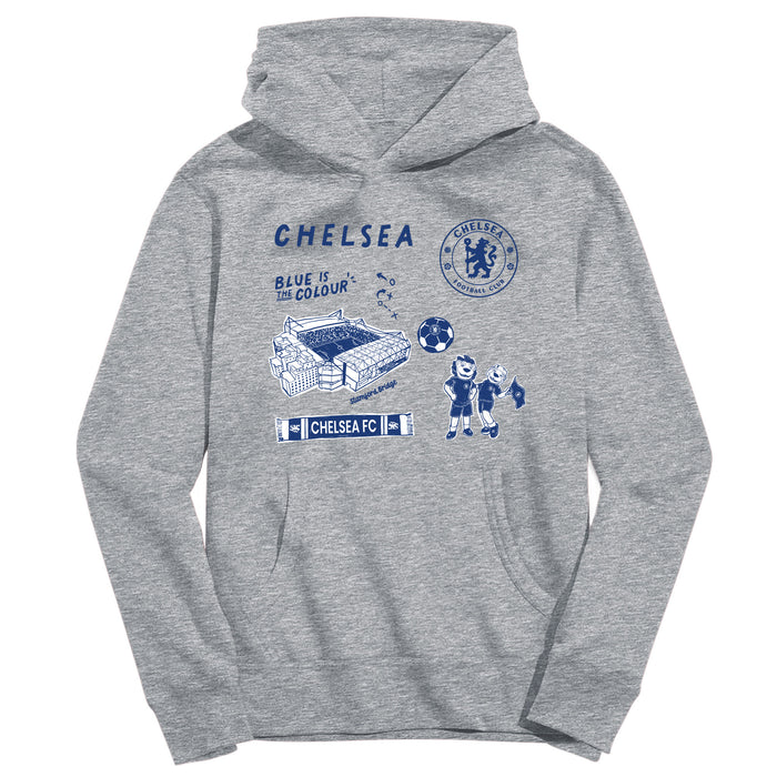 Chelsea FC Youth Grey Pullover Cotton Hoodie