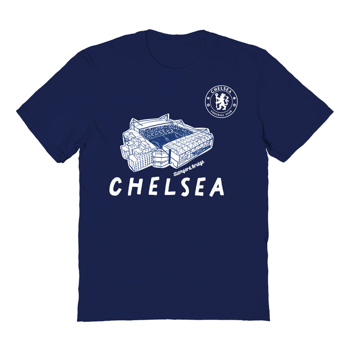 Chelsea FC Impressions Artwork Navy Youth Cotton T-Shirt
