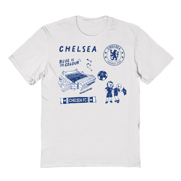Chelsea FC Impressions Artwork White Youth Cotton T-Shirt