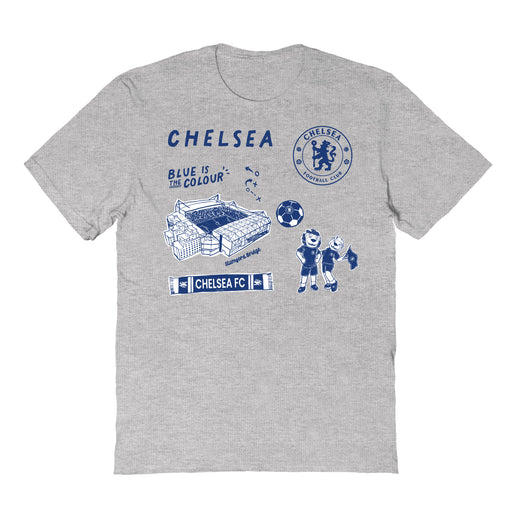 Chelsea FC Impressions Artwork Grey Youth Cotton T-Shirt