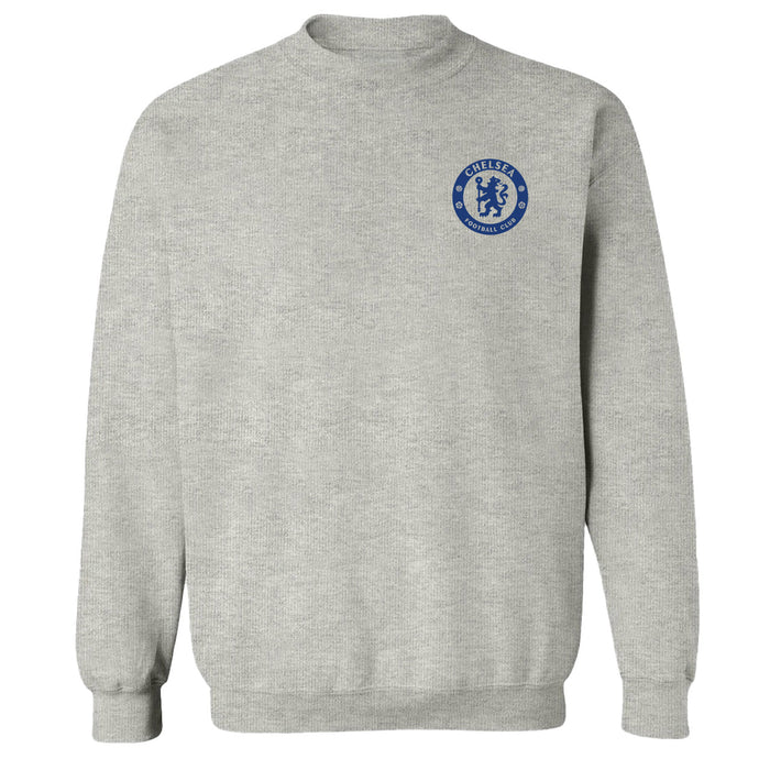 Chelsea FC Impressions Artwork Women Grey Cotton Fleece Long Sleeve Crew Neck