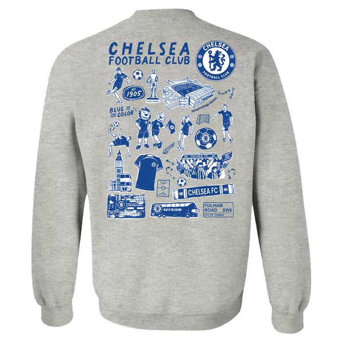 Chelsea FC Impressions Artwork Women Cotton Fleece Long Sleeve Crew Neck - Vive La Fête - Online Apparel Store