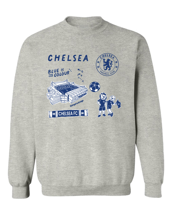 Chelsea FC Womens Grey Cotton Crewneck Pullover Sweatshirt