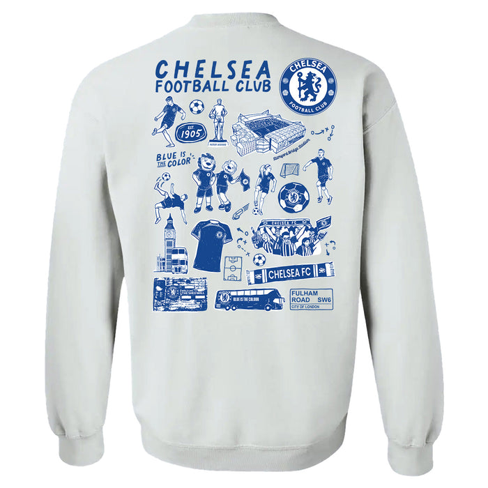Chelsea FC Impressions Artwork Women Cotton Fleece Long Sleeve Crew Neck - Vive La Fête - Online Apparel Store