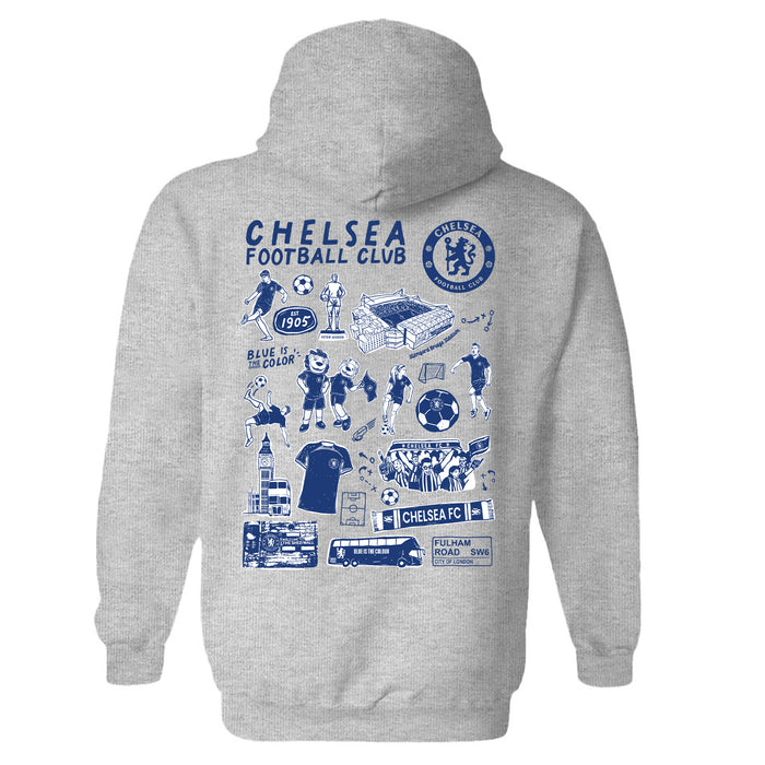 Chelsea FC Impressions Artwork Women Cotton Fleece Long Sleeve Hoodie - Vive La Fête - Online Apparel Store
