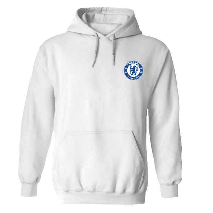 Chelsea FC Impressions Artwork Women White Cotton Fleece Long Sleeve Hoodie