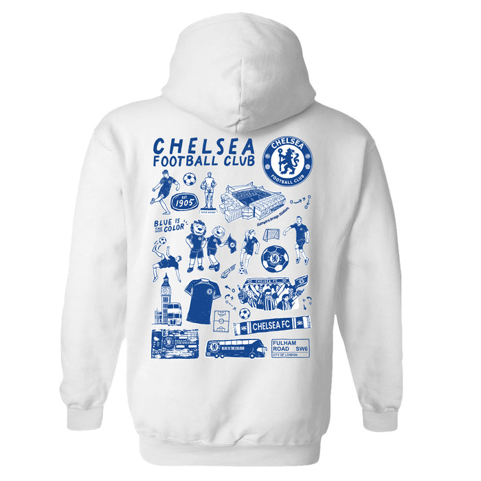 Chelsea FC Impressions Artwork Women Cotton Fleece Long Sleeve Hoodie - Vive La Fête - Online Apparel Store