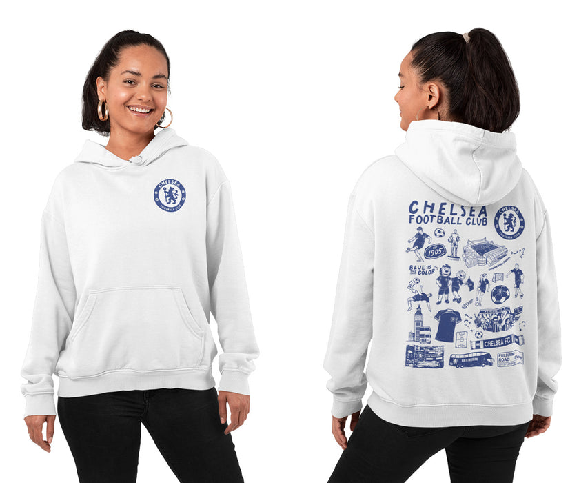 Chelsea FC Impressions Artwork Women Cotton Fleece Long Sleeve Hoodie - Vive La Fête - Online Apparel Store