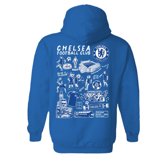 Chelsea FC Impressions Artwork Women Cotton Fleece Long Sleeve Hoodie - Vive La Fête - Online Apparel Store