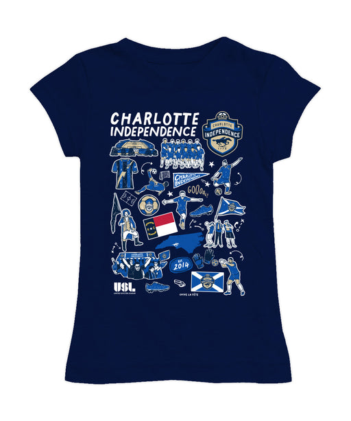 Charlotte Independence Girl´s Fitted Cotton T-shirt Navy