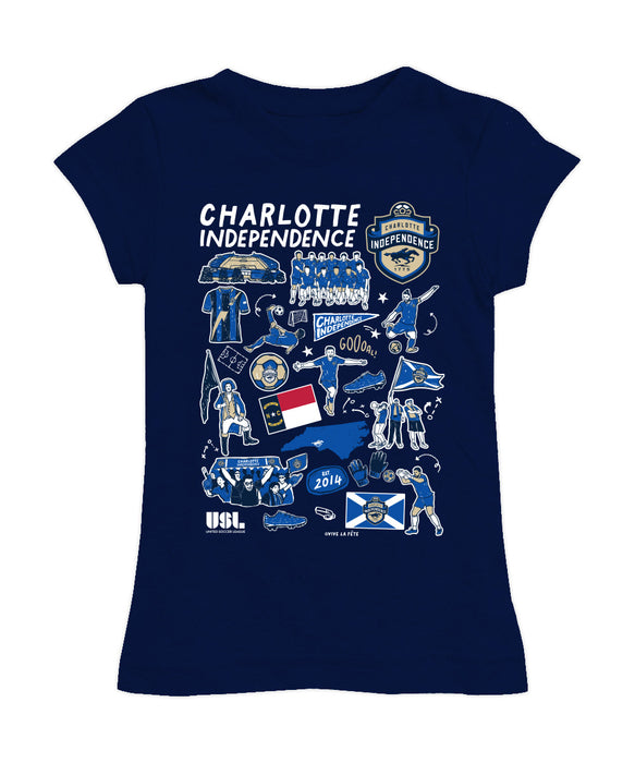 Charlotte Independence Girl´s Fitted Cotton T-shirt Navy