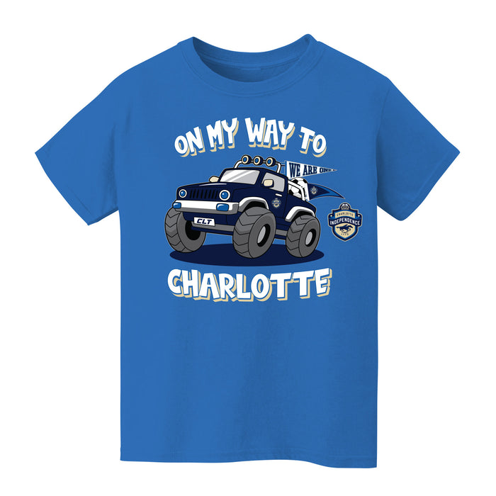 Charlotte Independence On My Way Monster Truck Royal Cotton Short Sleeve Tee