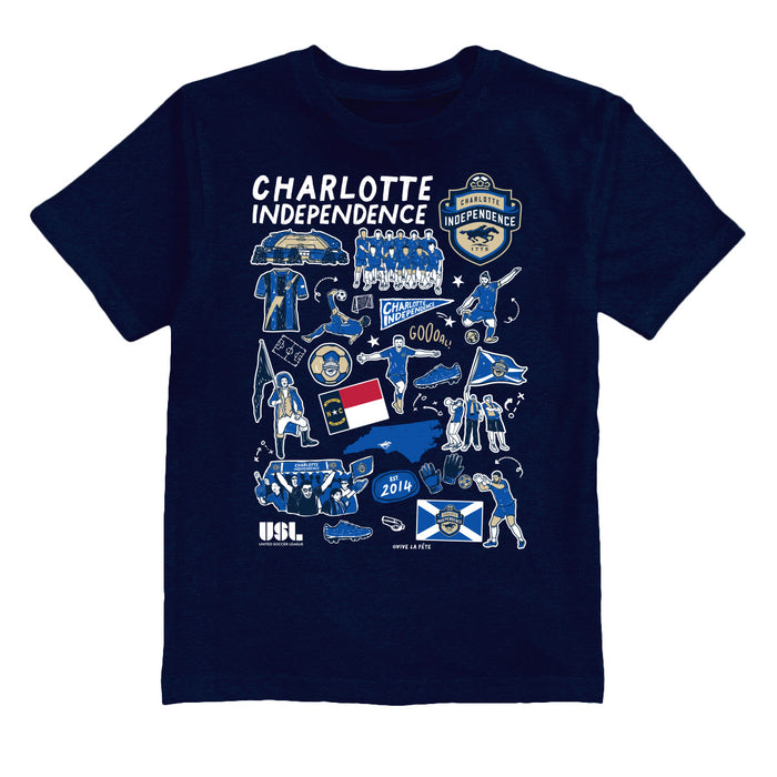 Charlotte Independence Impressions Artwork Navy Youth Cotton T-Shirt