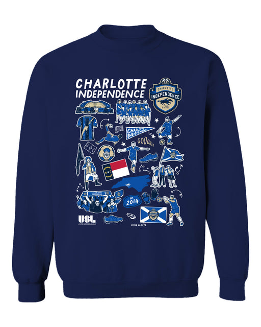 Charlotte Independence Cotton Crewneck Pullover Sweatshirt Navy Womens