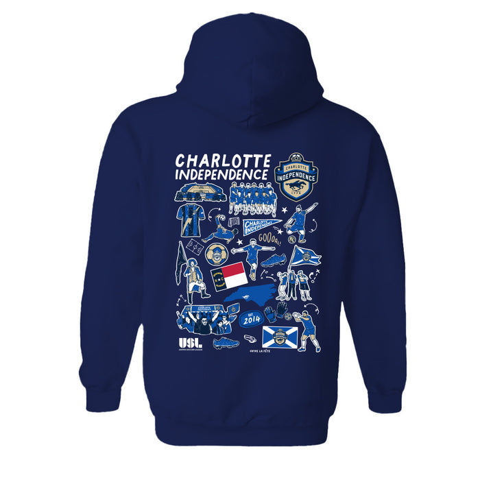 Charlotte Independence Women's Navy Pullover Cotton Hoodie - Vive La Fête - Online Apparel Store