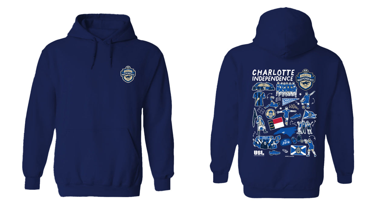 Charlotte Independence Women's Navy Pullover Cotton Hoodie - Vive La Fête - Online Apparel Store
