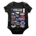 NASCAR Charlotte Cotton Short Sleeve Bodysuit Impressions Artwork Black