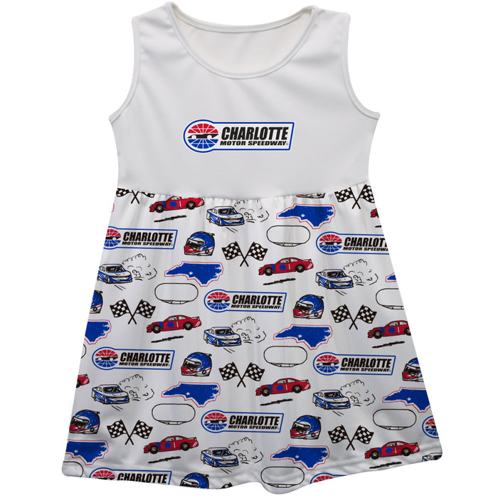 NASCAR Charlotte Repeat Print Impressions Sleeveless Tank Dress White