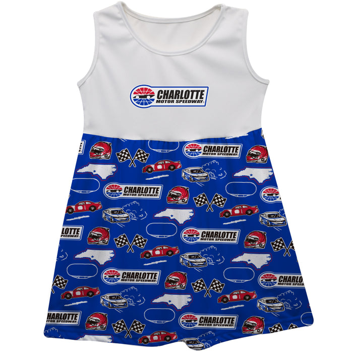 NASCAR Charlotte Repeat Print Impressions Sleeveless Tank Dress Royal