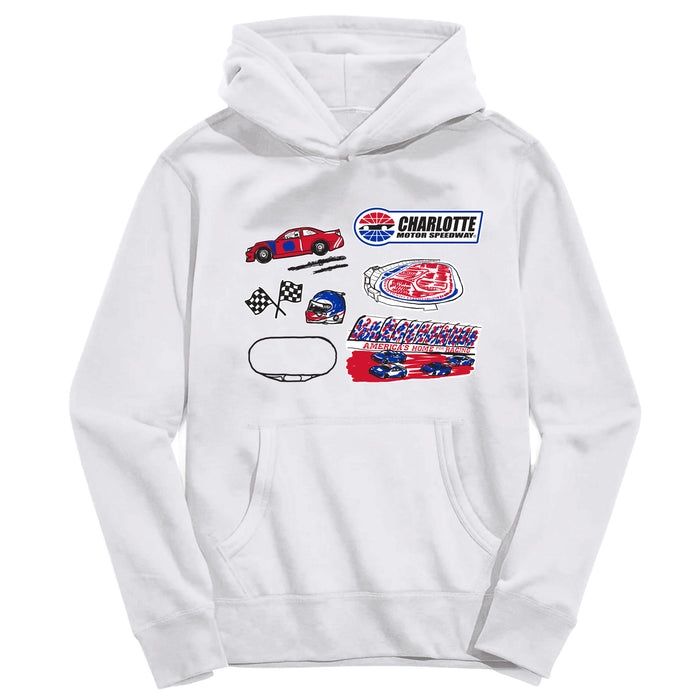 NASCAR Charlotte Youth Pullover Cotton Hoodie White