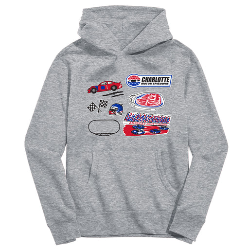 NASCAR Charlotte Youth Pullover Cotton Hoodie Gray