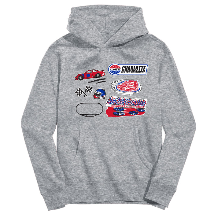 NASCAR Charlotte Youth Pullover Cotton Hoodie Gray
