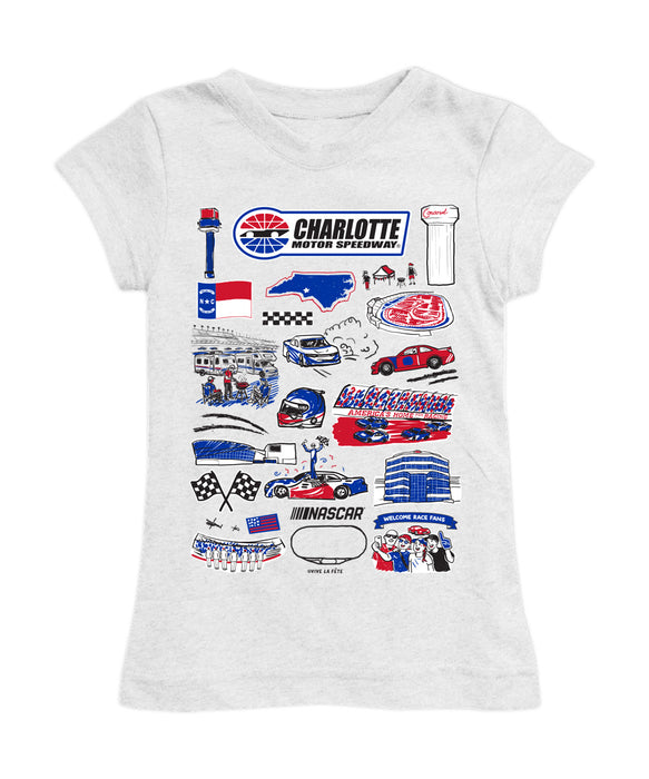 NASCAR Charlotte Girl´s Fitted Cotton T-shirt White