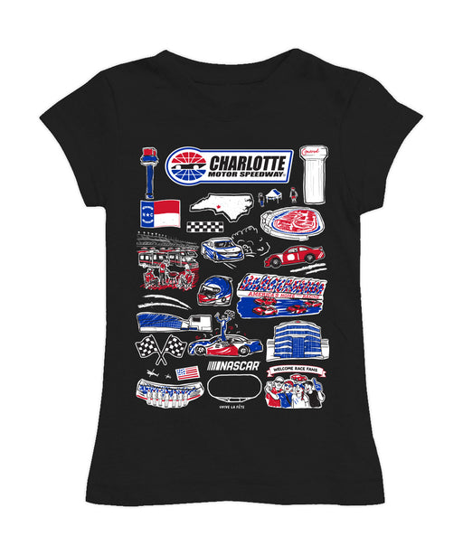 NASCAR Charlotte Girl´s Fitted Cotton T-shirt Black