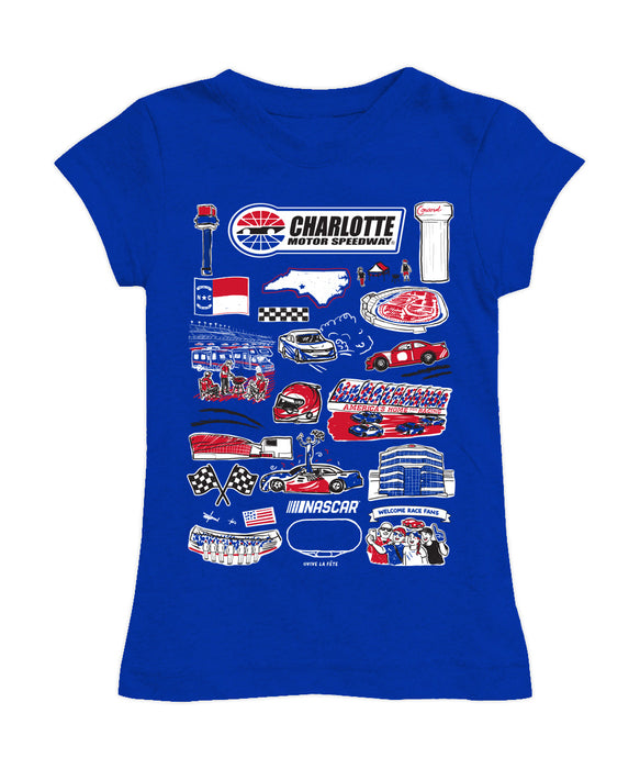 NASCAR Charlotte Girl´s Fitted Cotton T-shirt Royal