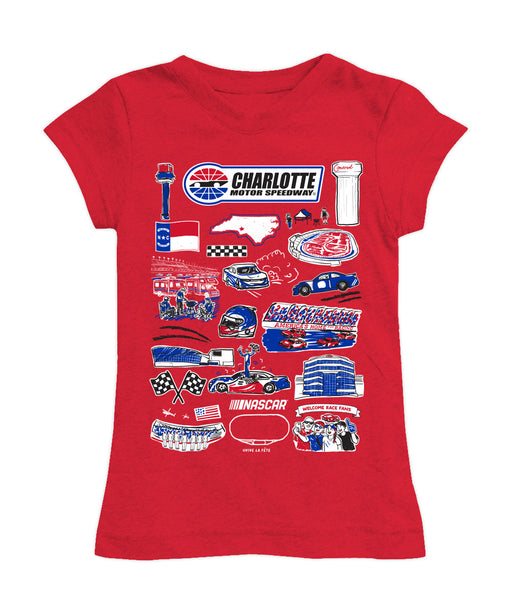 NASCAR Charlotte Girl´s Fitted Cotton T-shirt Red