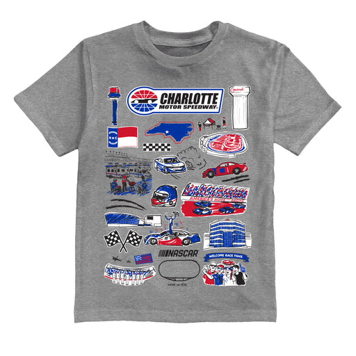NASCAR Charlotte Impressions Artwork Youth Cotton T-Shirt Gray