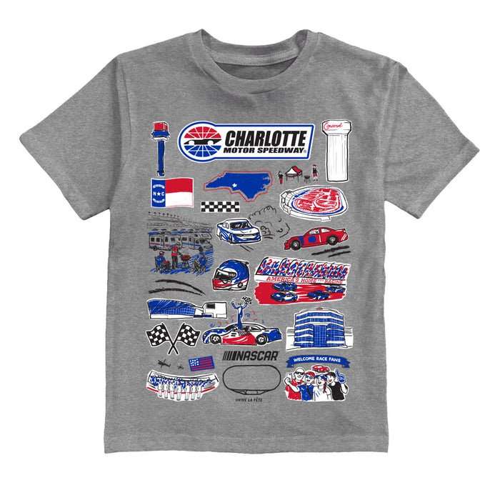 NASCAR Charlotte Impressions Artwork Youth Cotton T-Shirt Gray
