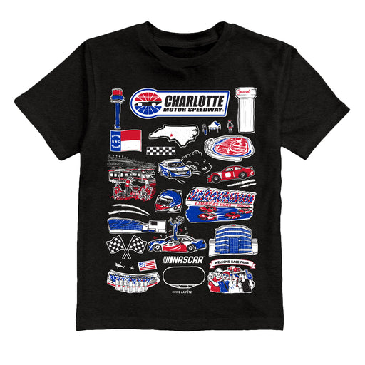 NASCAR Charlotte Impressions Artwork Youth Cotton T-Shirt Black