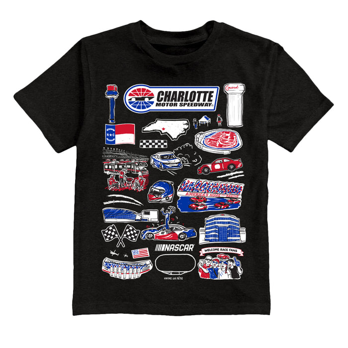 NASCAR Charlotte Impressions Artwork Youth Cotton T-Shirt Black