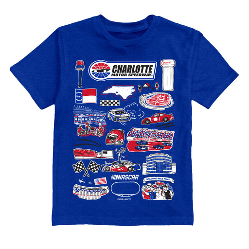 NASCAR Charlotte Impressions Artwork Youth Cotton T-Shirt Royal