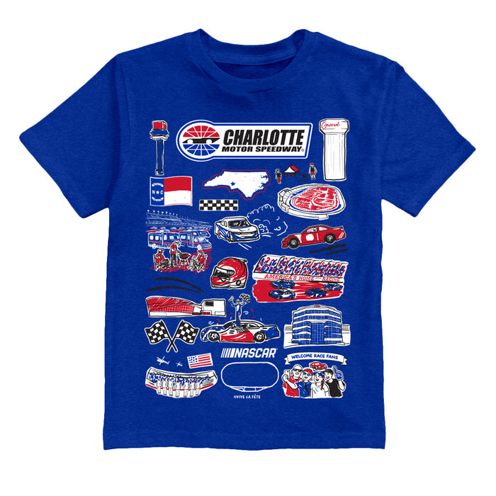 NASCAR Charlotte Impressions Artwork Youth Cotton T-Shirt Royal