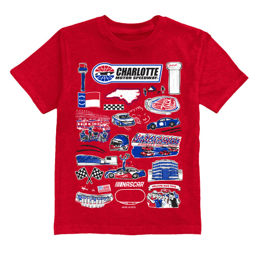 NASCAR Charlotte Impressions Artwork Youth Cotton T-Shirt Red