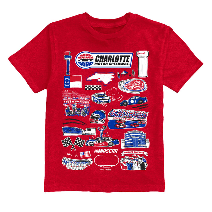 NASCAR Charlotte Impressions Artwork Youth Cotton T-Shirt Red