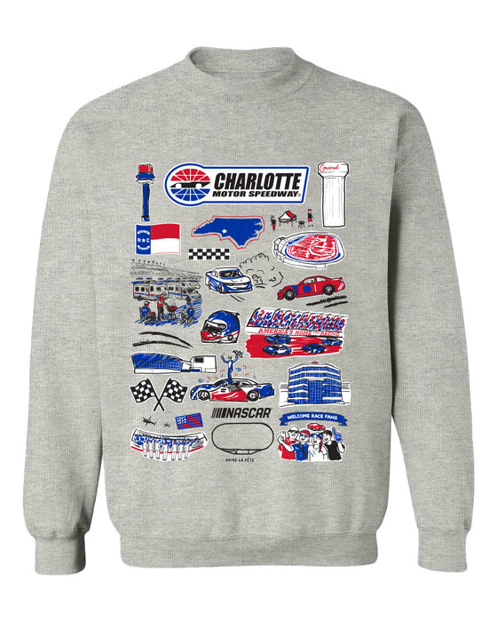 NASCAR Charlotte Womens Cotton Crewneck Pullover Sweatshirt Gray