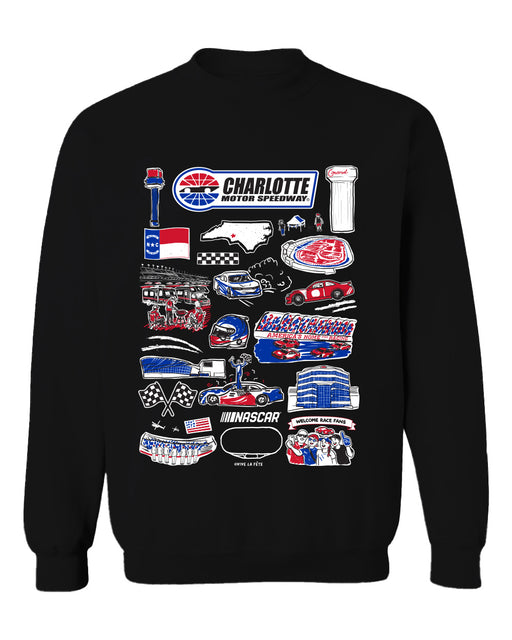 NASCAR Charlotte Womens Cotton Crewneck Pullover Sweatshirt Black