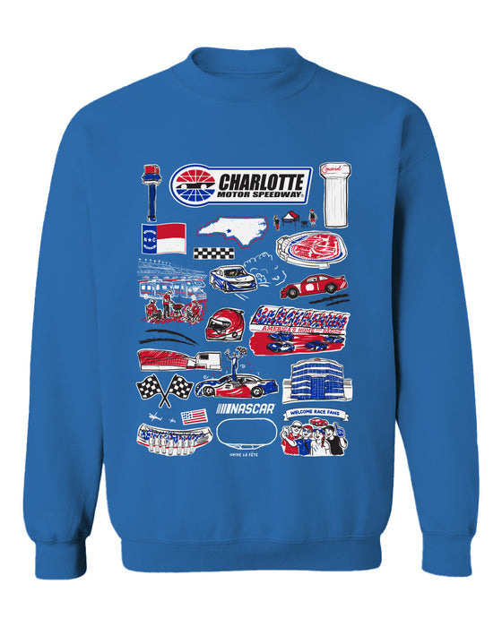 NASCAR Charlotte Womens Cotton Crewneck Pullover Sweatshirt Royal