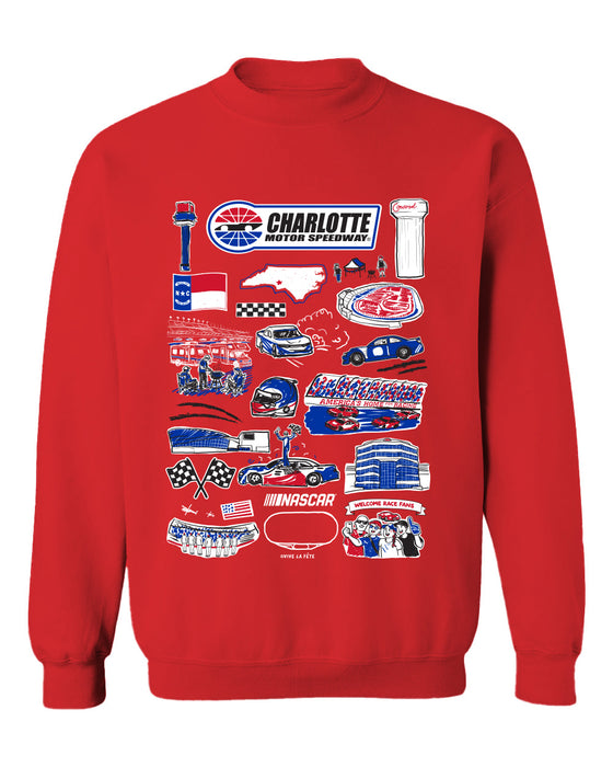 NASCAR Charlotte Womens Cotton Crewneck Pullover Sweatshirt Red