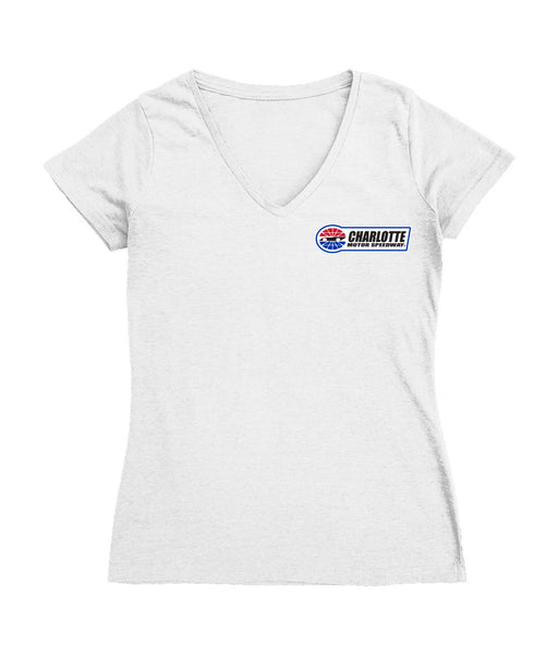 NASCAR Charlotte Women's V-neck Fitted Cotton T-Shirt White