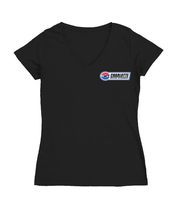 NASCAR Charlotte Women's V-neck Fitted Cotton T-Shirt Black